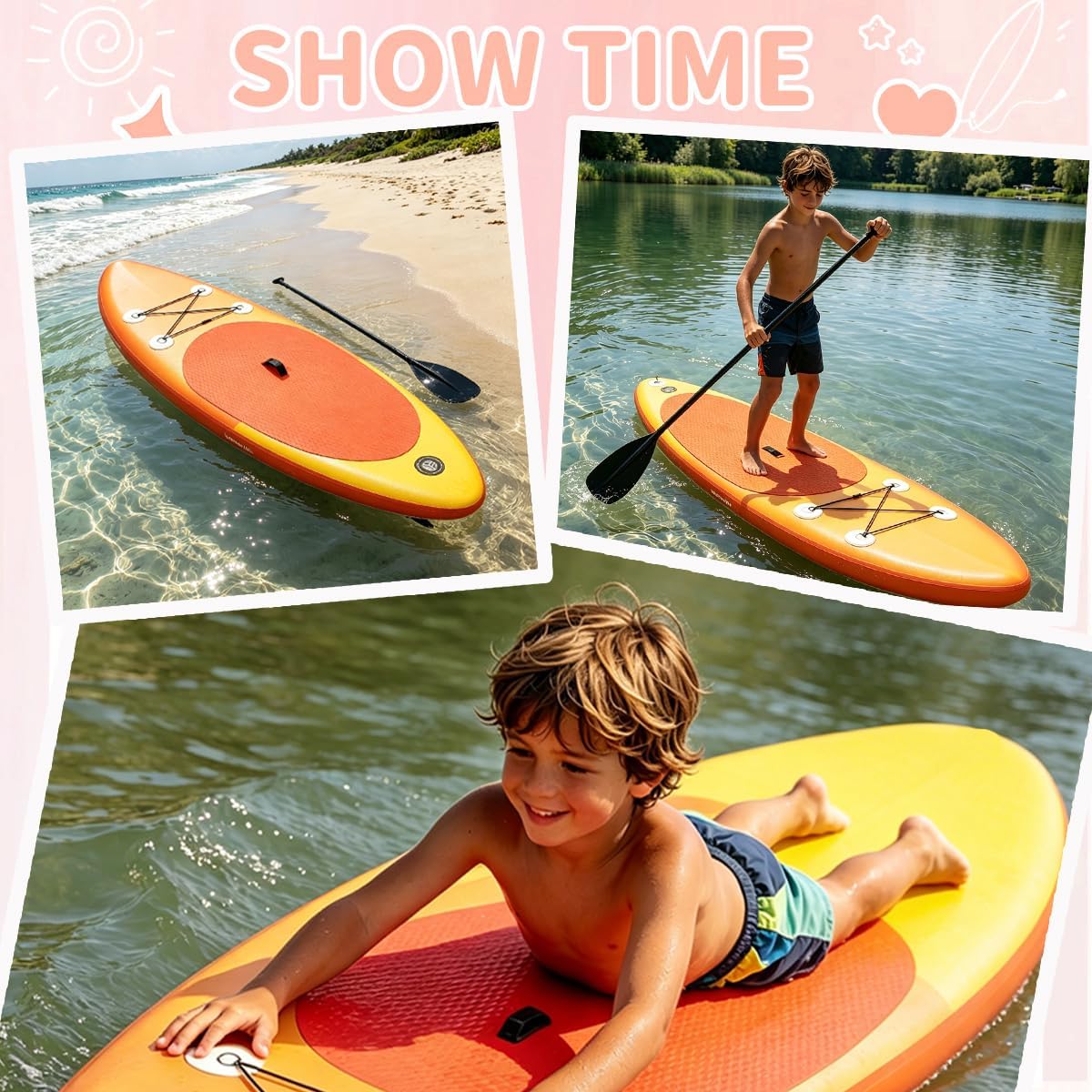 Kids Stand Up Paddle Board with Inflatable SUP Accessories, Non-Slip Comfort Deck Inflatable Paddle Board for Kid, Durable, Lightweight Fin for Youth & Kids