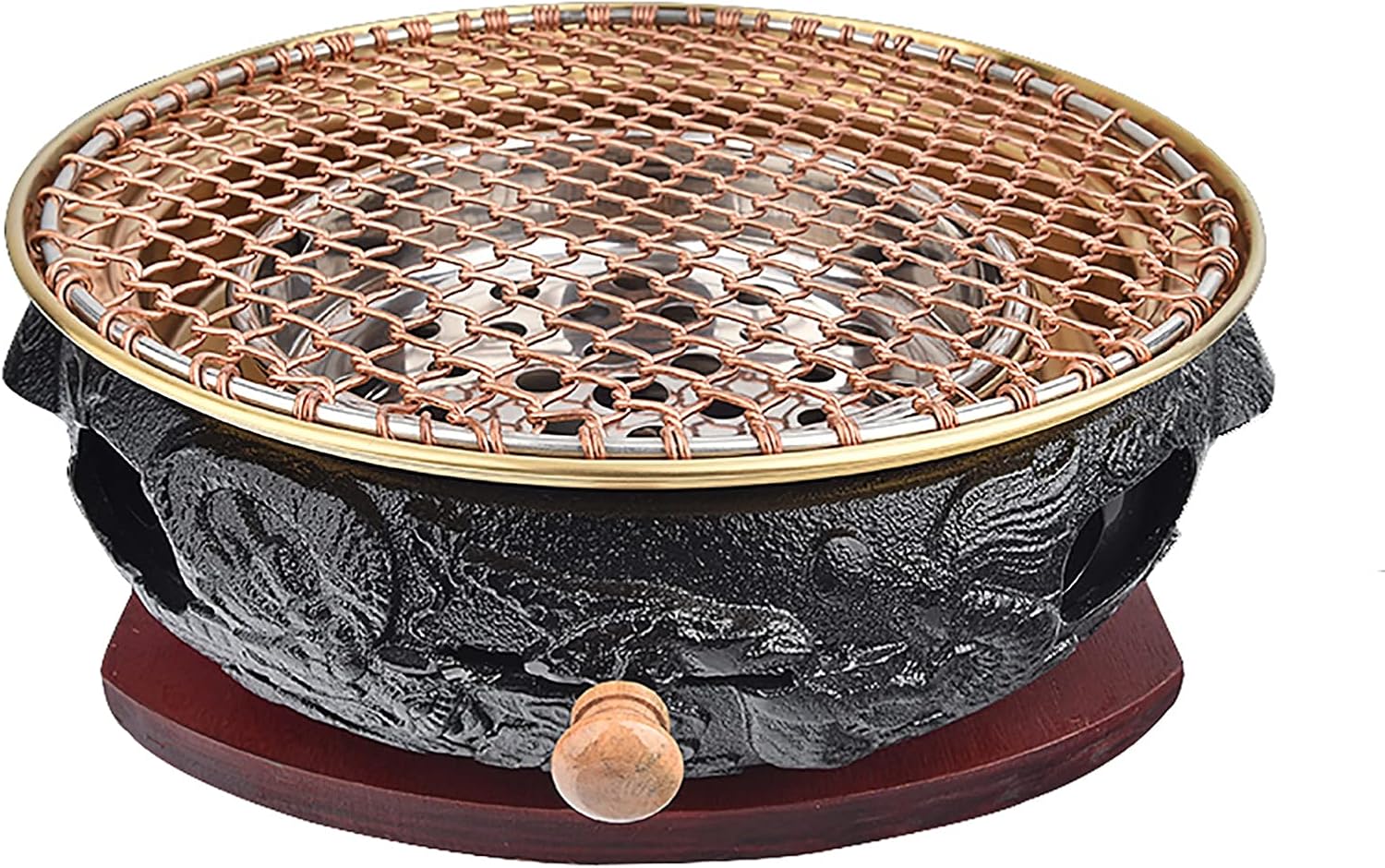 BBQ Barbeque Barbecue Grill, BBQ, Top Korean Smokeless Charcoal Dragon Pattern Cast Iron Grill, Stainless Steel Striped Plate, 18 Styles (Color : Q)