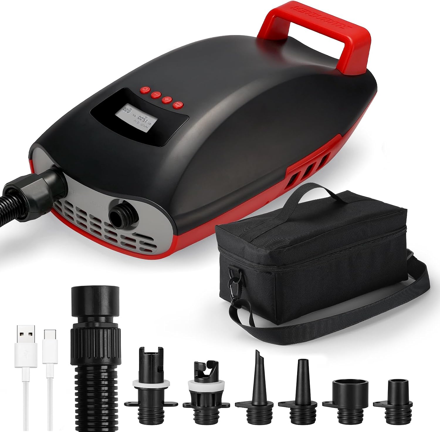 Swonder Seawolf Paddle Board Pump w/ 9000mAh Battery Powered, 2X Faster 20 PSI SUP Electric Air Pump w/Dual Cylinders, Dual Stage, Active Cooling System for Inflatable Paddleboard, Kayak