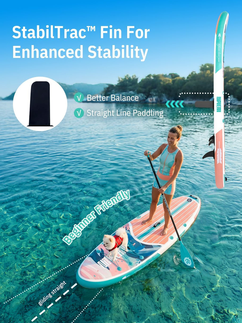 Niphean Inflatable Stand Up Paddle Board with SUP Accessories, Anti-Slip EVA Deck, 10'6'' Inflatable Paddle Boards for Adults & Youth of All Skill Levels