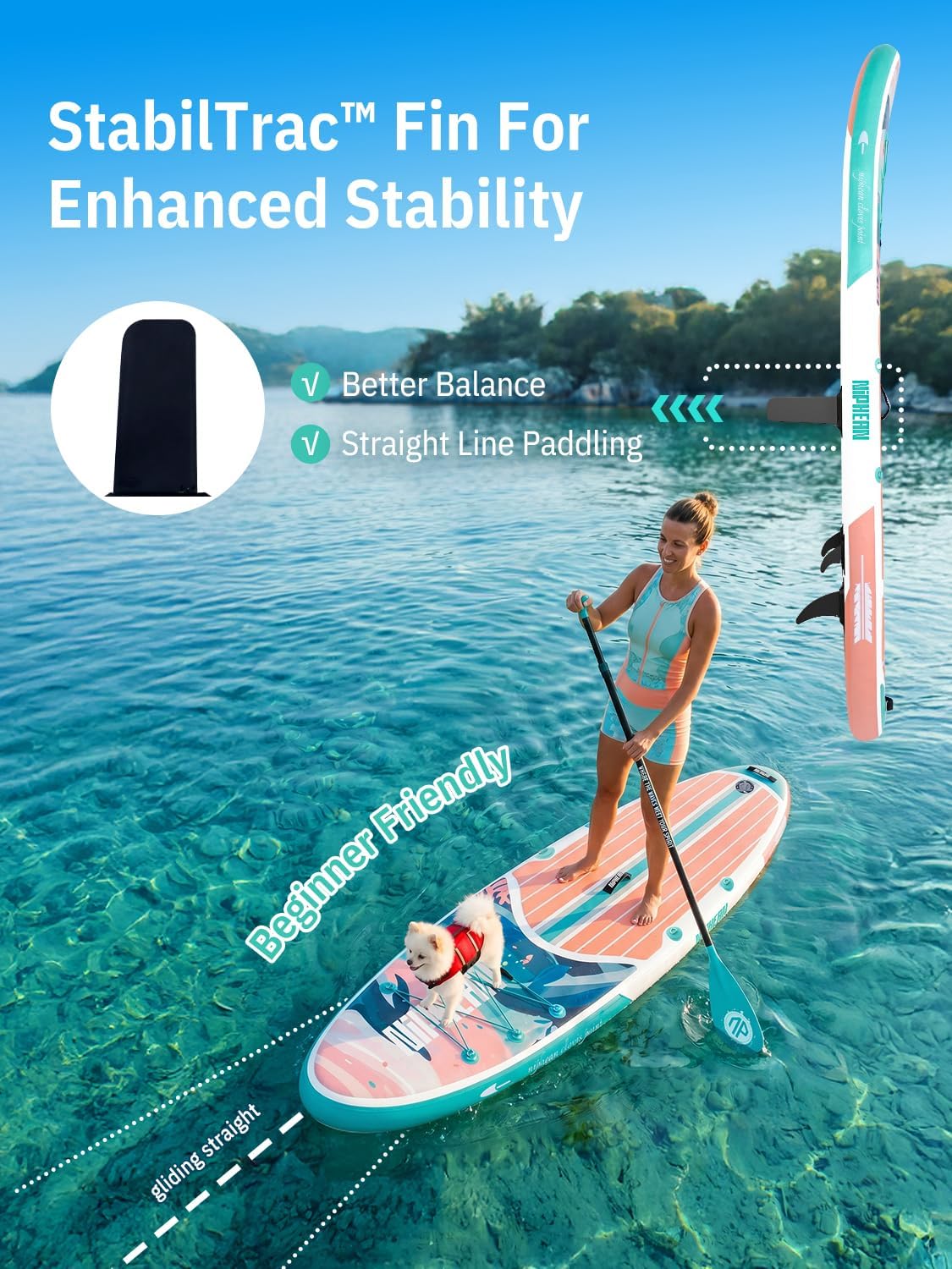 Niphean Inflatable Stand Up Paddle Board with SUP Accessories, Anti-Slip EVA Deck, 10'6'' Inflatable Paddle Boards for Adults & Youth of All Skill Levels