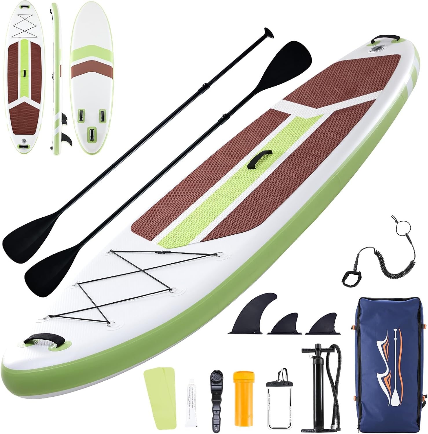 NEWBULIG 33' Inflatable Paddle Board SUP, Stand Up Paddle Board Blow Up with 3 Carry Handles, Non-Slip Deck Pad, Complete Kit with Pump, Leash & Backpack for Beginners/Adults
