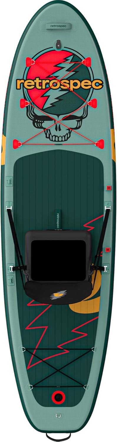 Retrospec Weekender Plus 10' Inflatable Stand Up Paddleboard Double Layer PVC iSUP Bundle w/Carrying case, 3 Piece Adjustable Aluminum Paddle, 3 Removable fins, Pump, and Cell Phone case