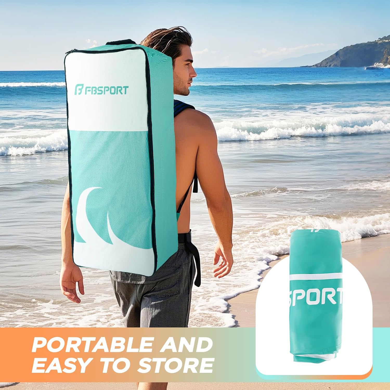 FBSPORT 11' Premium Stand Up Paddle Board, Yoga Board with SUP Accessories & Carry Bag | Wide Stance, Surf Control, Non-Slip Deck, Leash, Paddle and Pump for Youth & Adult