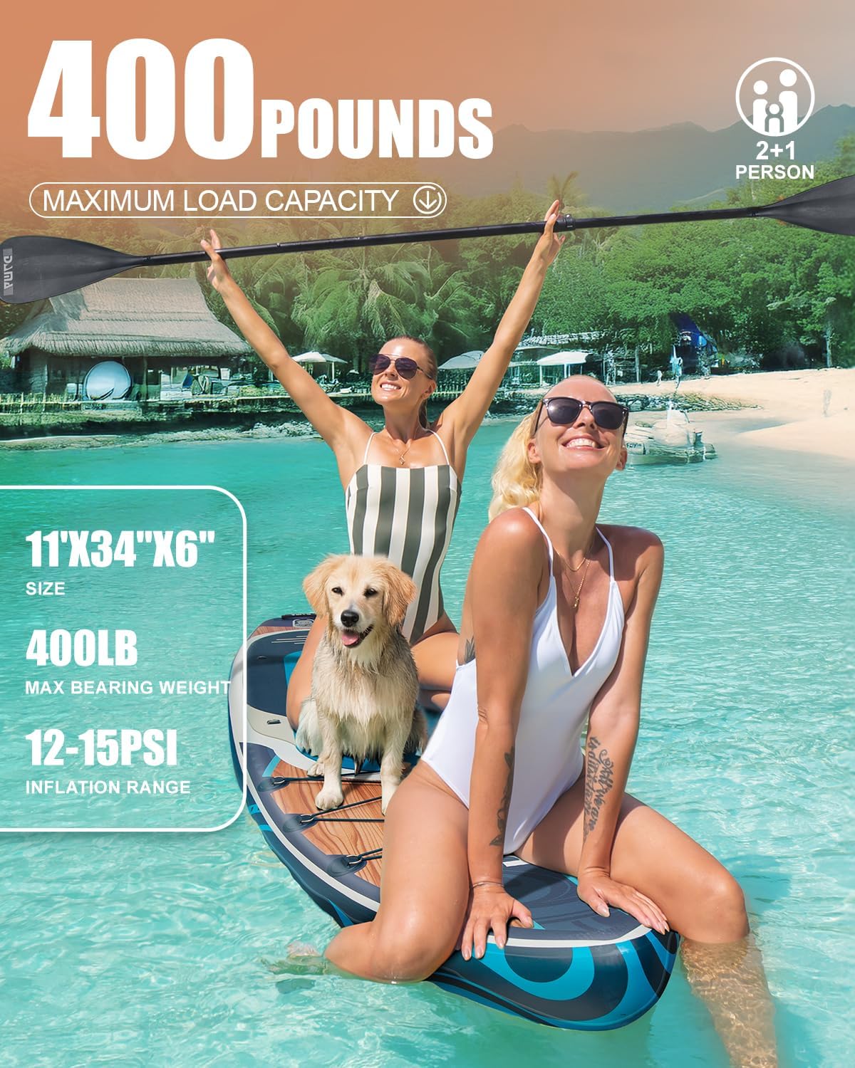 DAMA 11'*34'*6' Stand Up Paddle Board, Inflatable Paddle Board,Inflatable Paddle Boards for Adults w/a Wide, Smooth and Non Slip Deck, Versatile Styles, Suitable for Adults