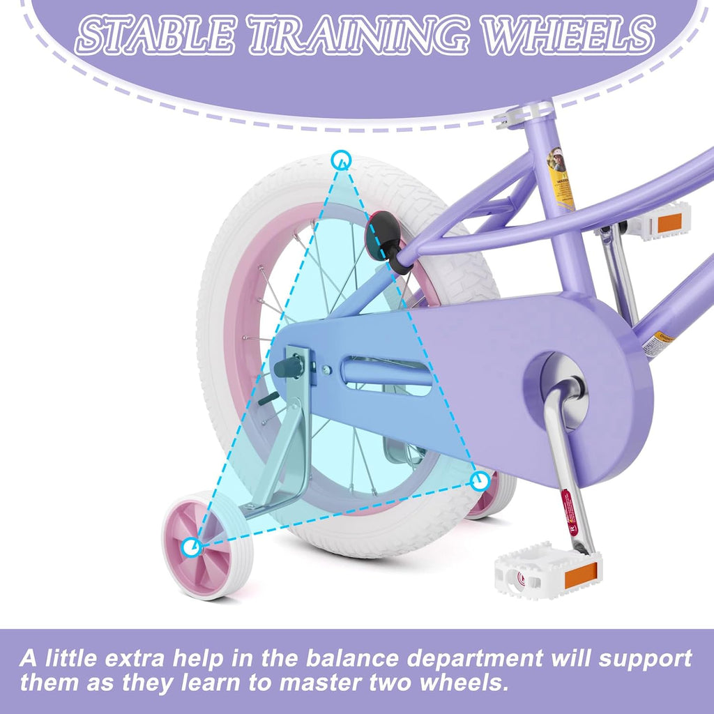 XJD Girls Bike for 2-12 Years Old Kids 12 14 16 20 Inch Toddler Bike,Retro Style Kids Bike with Training Wheels, 20 Inch Girl Bicycle with Kickstand