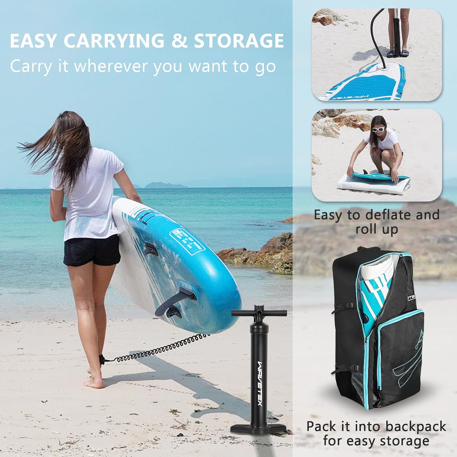 Inflatable Paddle Board, Stand Up Paddleboard with SUP Camera Seat, Wide Stance, Blow Up Paddle Board, ISUP Backpack, Pump, 3 Fins, 17.4lbs Ultra-Light Paddle Boards for Adults & Youth