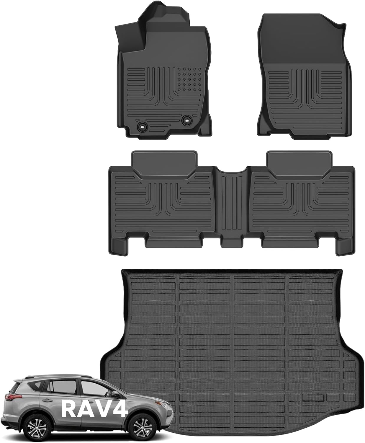Wayhigh® Floor Mats & Cargo Liner for Toyota RAV4 2013-2018 (Not for Hybrid or Prime) Custom Fit LE/SE/XLE/Limited/Platinum/Adventure, AWD&FWD Full Set Accessories