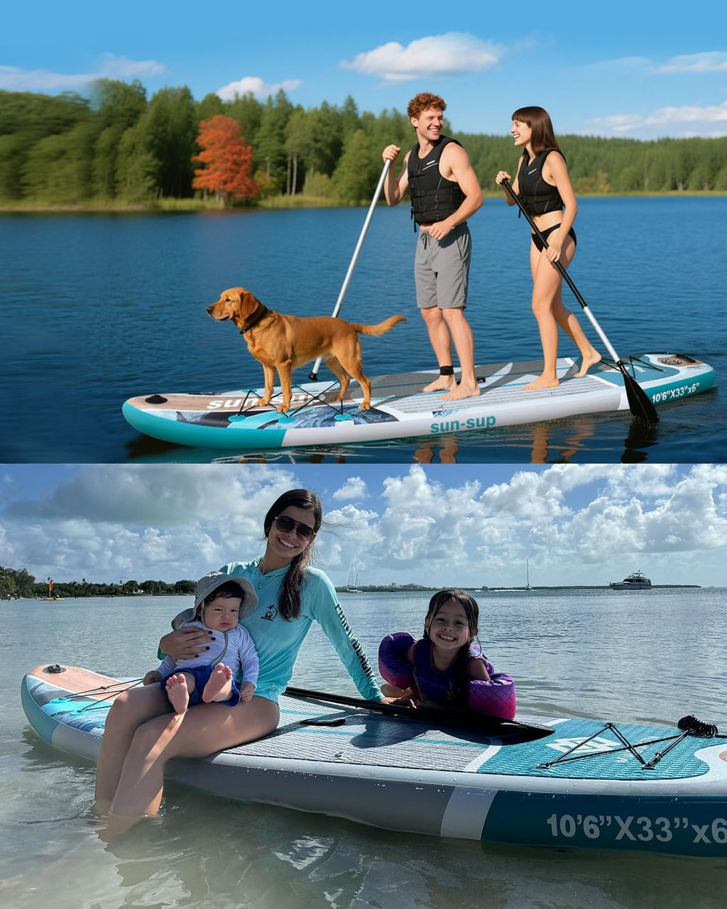 MW&QIYZN Inflatable Paddle Board for Adults, Inflatable Stand Up Paddle Boards with Premium SUP Board Accessories & Carry Bag, Wide Stance, Non-Slip Deck, Leash, Paddle