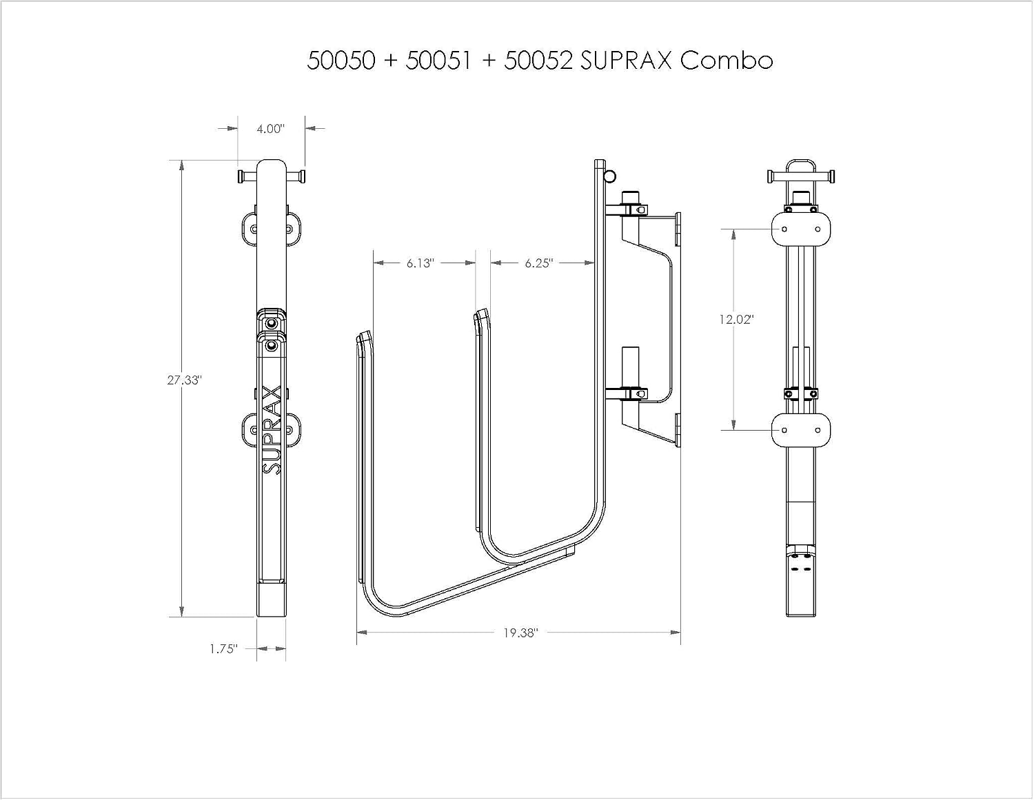 SurfStow Transport SUPRax 50050-2, Stand-Up Paddleboard Rack, Boat Mount, Single Board System