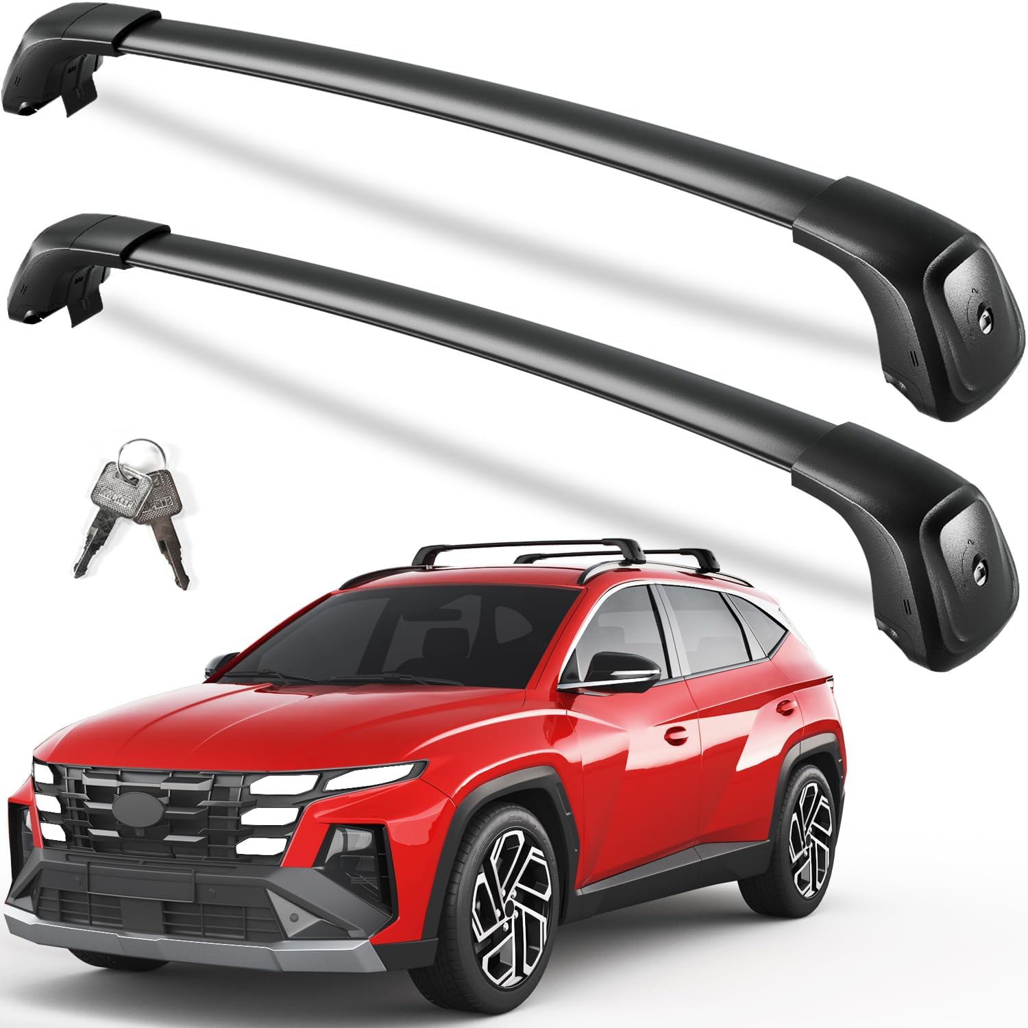 KINGGERI 330lbs Lockable Roof Rack Cross Bars Compatible with Hyundai Tucson 2022-2026 SE SEL N Line Limited NX4 Hybrid, Heavy Duty Anti-Theft Aluminum Roof Rails Crossbars Carrier Luggage Kayak