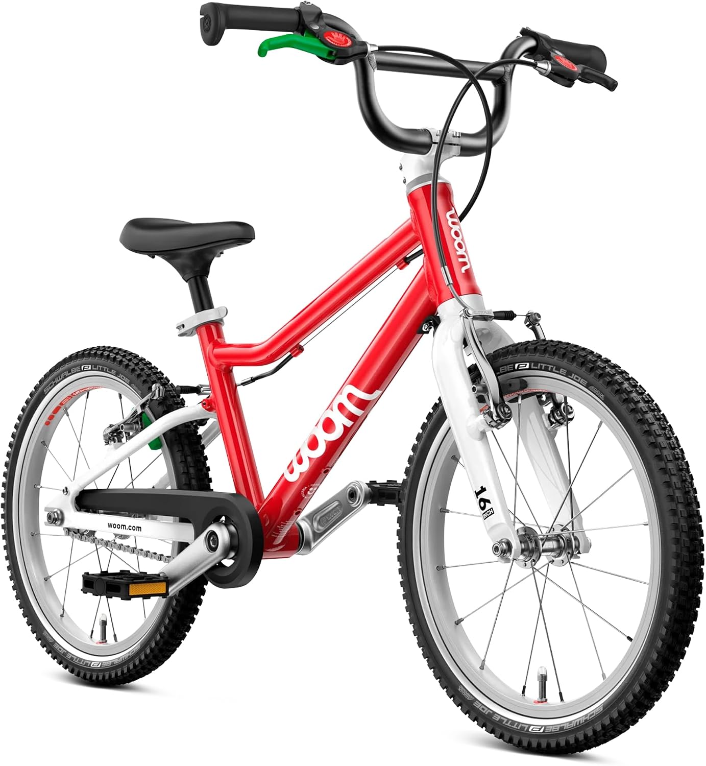 woom GO 3 / GO 3 AUTOMAGIC Kids' Bike, 16-Inch Lightweight Bicycle for Ages 4–6, Handbrakes, Steering Limiter, Chainguard, Boys & Girls