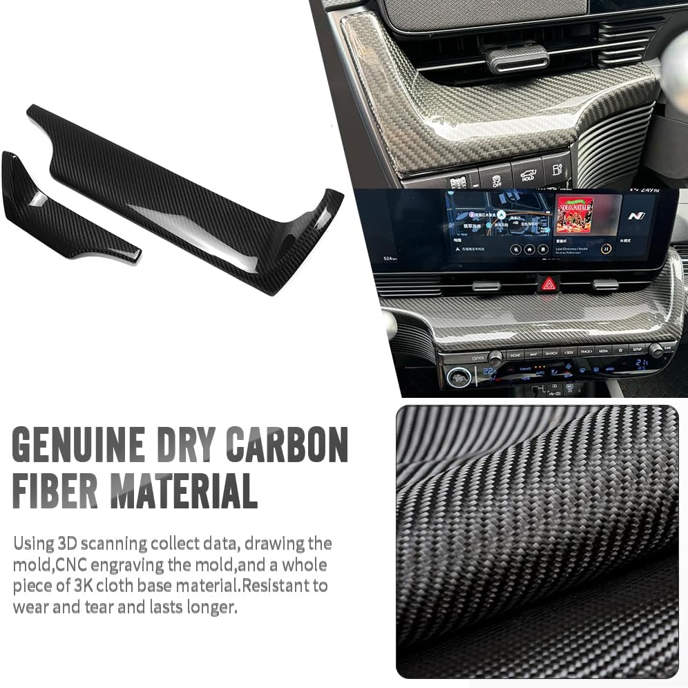 Genuine Carbon Fiber Center Consoles Dashboard Trin for Hyundai Ioniq 5 N Line N NE Limited XRT SEL Long Range 2022 2023 2024 2025 (Glossy Carbon)