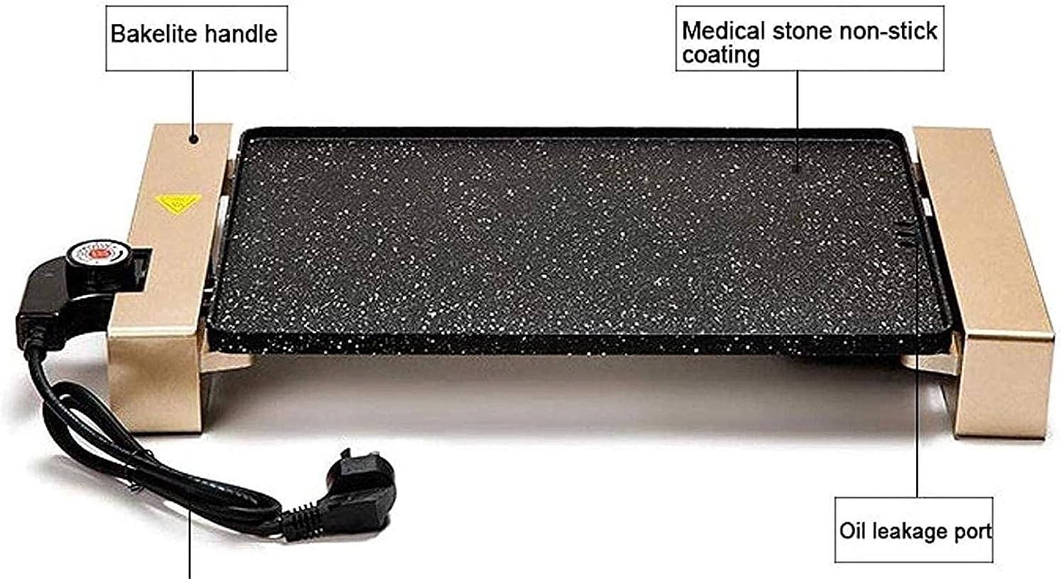 Electric BBQ Grill Indoor 28 * 94 cm Electric Teppanyaki Table Grill, BBQ Barbecue Griddle, Non-Stick Hot Plate,Smokeless,1700W (Color : Black)