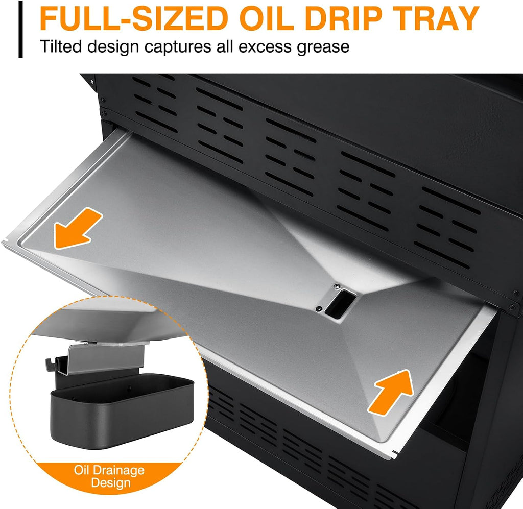 4 Led Burner Propane Gas Grill with Side Burner & & Visual Glass, Stainless Steel Gas Grill with Enameled Cast Iron Grates, 60,000 BTUs Output for Outdoor Cooking and Patio Backyard Barbecue