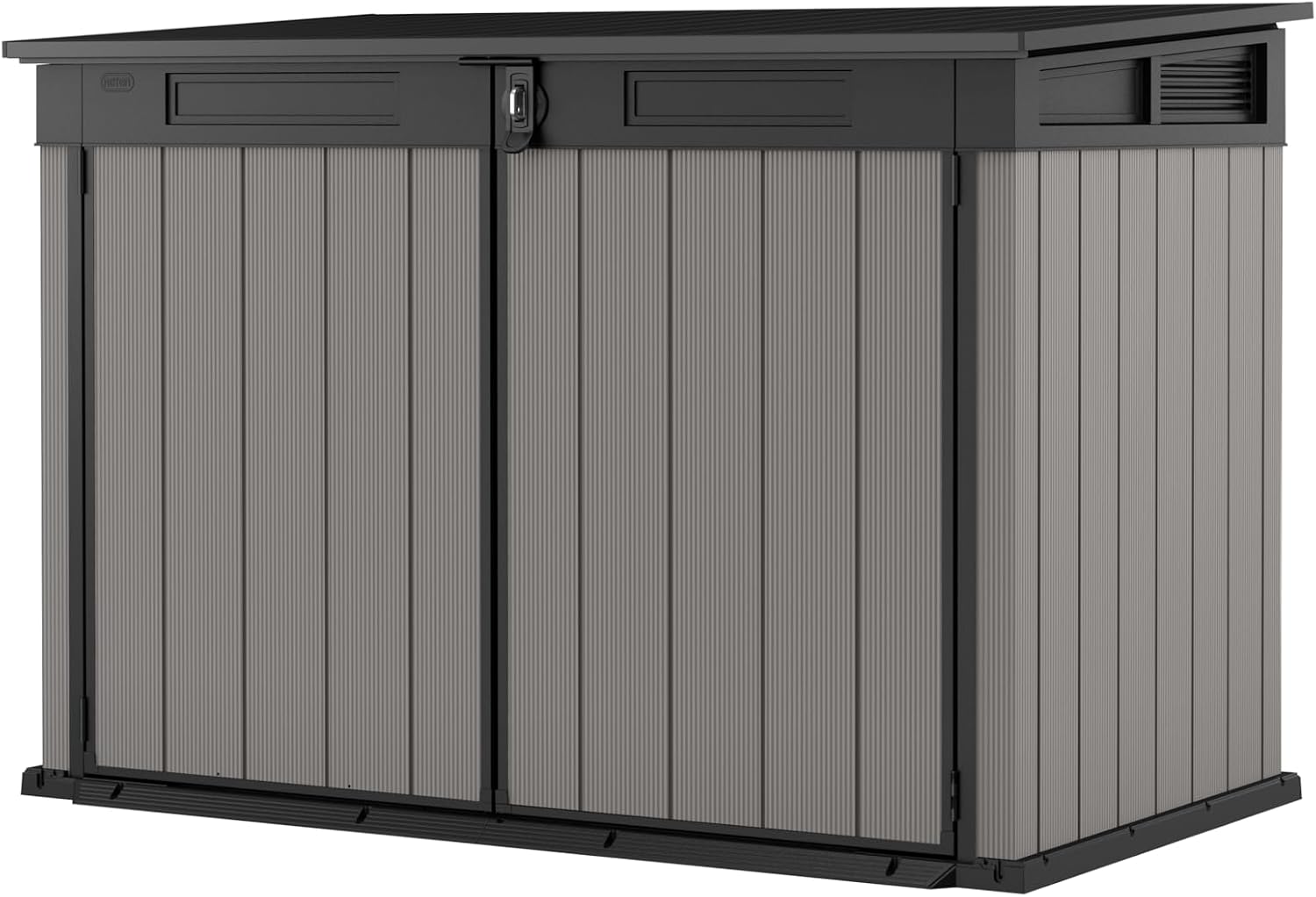 Keter Premier Jumbo 6.2 x 4.3 ft Outdoor Resin Horizontal Storage Shed for Garbage Bins, Yard Tools & Garden Equipment, All‑Weather, Lockable Outdoor Storage