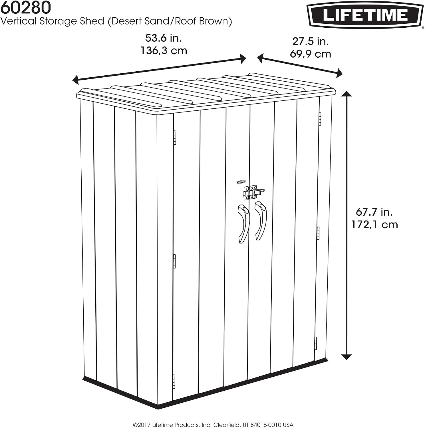 LIFETIME 60280 Vertical Storage Shed, Desert Sand