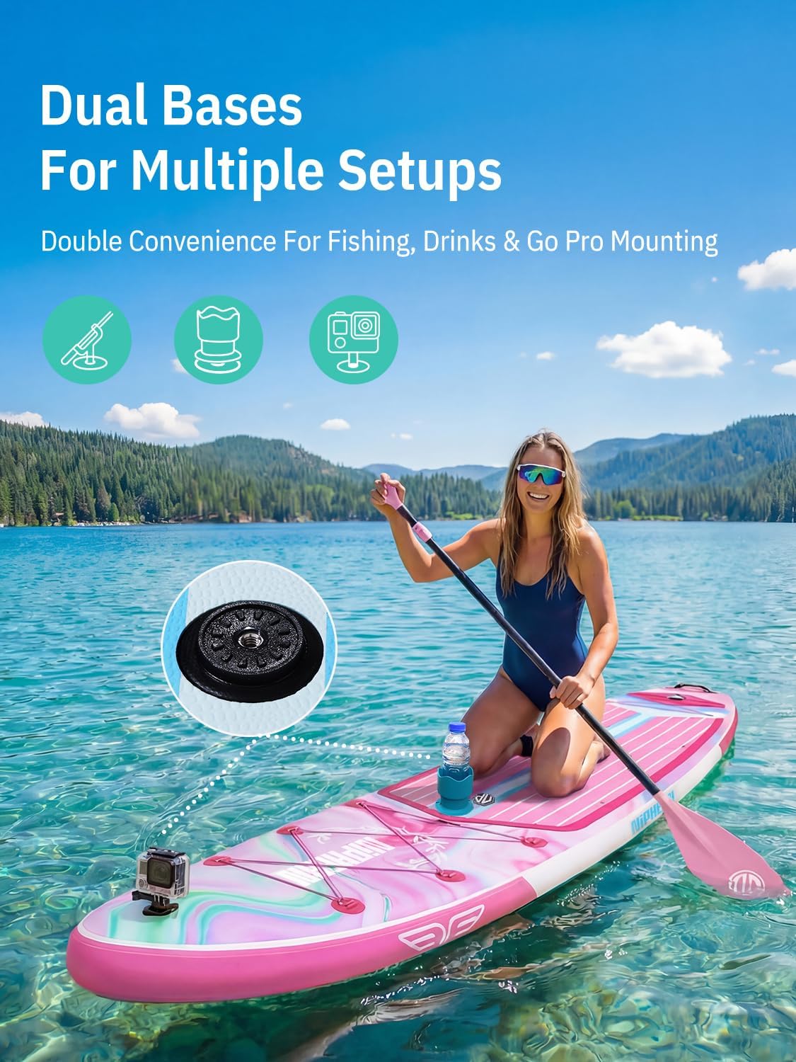 Niphean (Extra Large) Inflatable Paddle Board, SUP for 2+1 People/Family 500lbs Capacity Stand Up Paddle Board with SUP Accessories, StabilTrac Fin Non-Slip Paddleboard for Adults