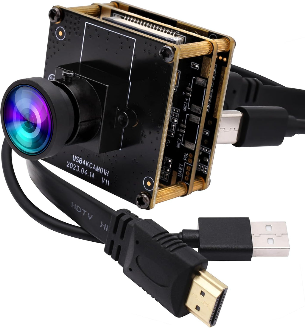 ELP 4K HDMI USB Camera - Wide Angle, 2X Digital Zoom, H.265, 8MP, UVC USB2.0 for Laptop & Monitor
