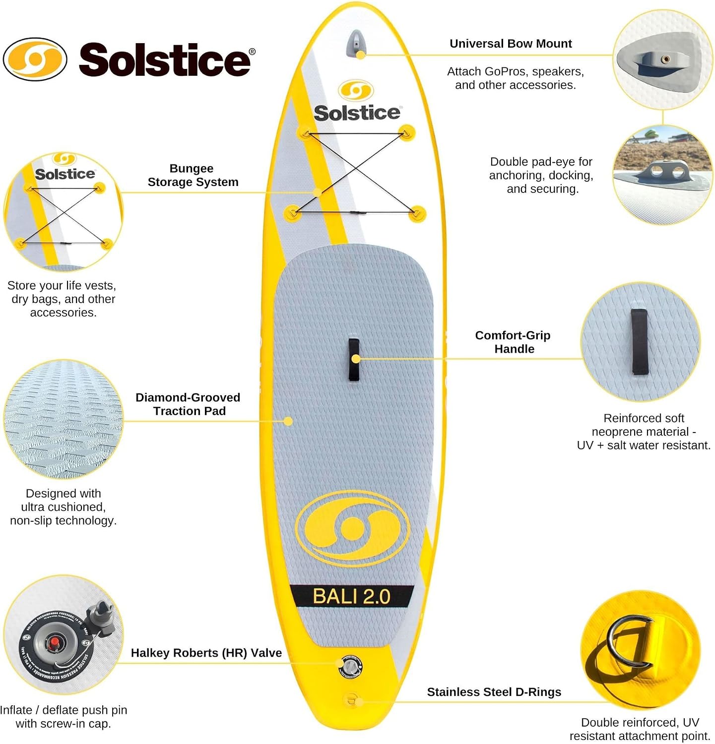 Solstice Watersports Bali 2.0 Inflatable Stand-Up Paddle Board Kit (10'6 x 32'' x 5'')