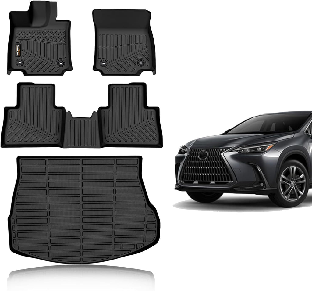 Binmotor-All Weather Car Floor Mats Cargo Liner Set for 2022-2026 NX (NX250/NX350/NX350 F Sport), TPE Rubber Liners for NX Accessories Mats Trunk Mat-Black