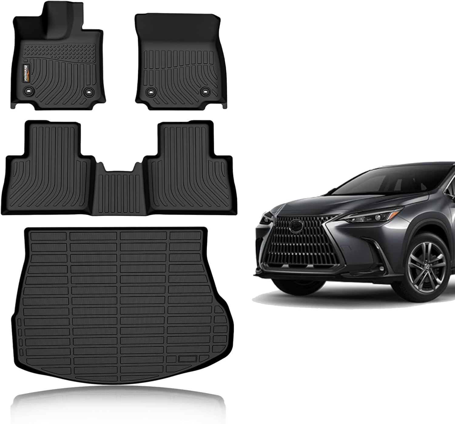 Binmotor-All Weather Car Floor Mats Cargo Liner Set for 2022-2026 NX (NX250/NX350/NX350 F Sport), TPE Rubber Liners for NX Accessories Mats Trunk Mat-Black