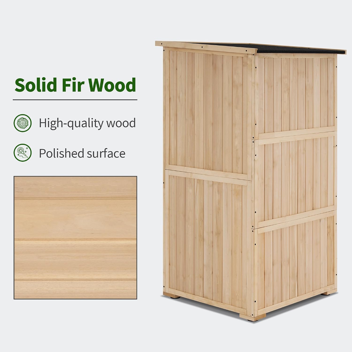 MCombo 30' Deep Wood Sheds & Outdoor Storage, Outside Garden Tool Cabinet Shed with Removable Shelf, Outdoor Storage Cabinet Shed Waterproof for Patio 0786 (Natural)