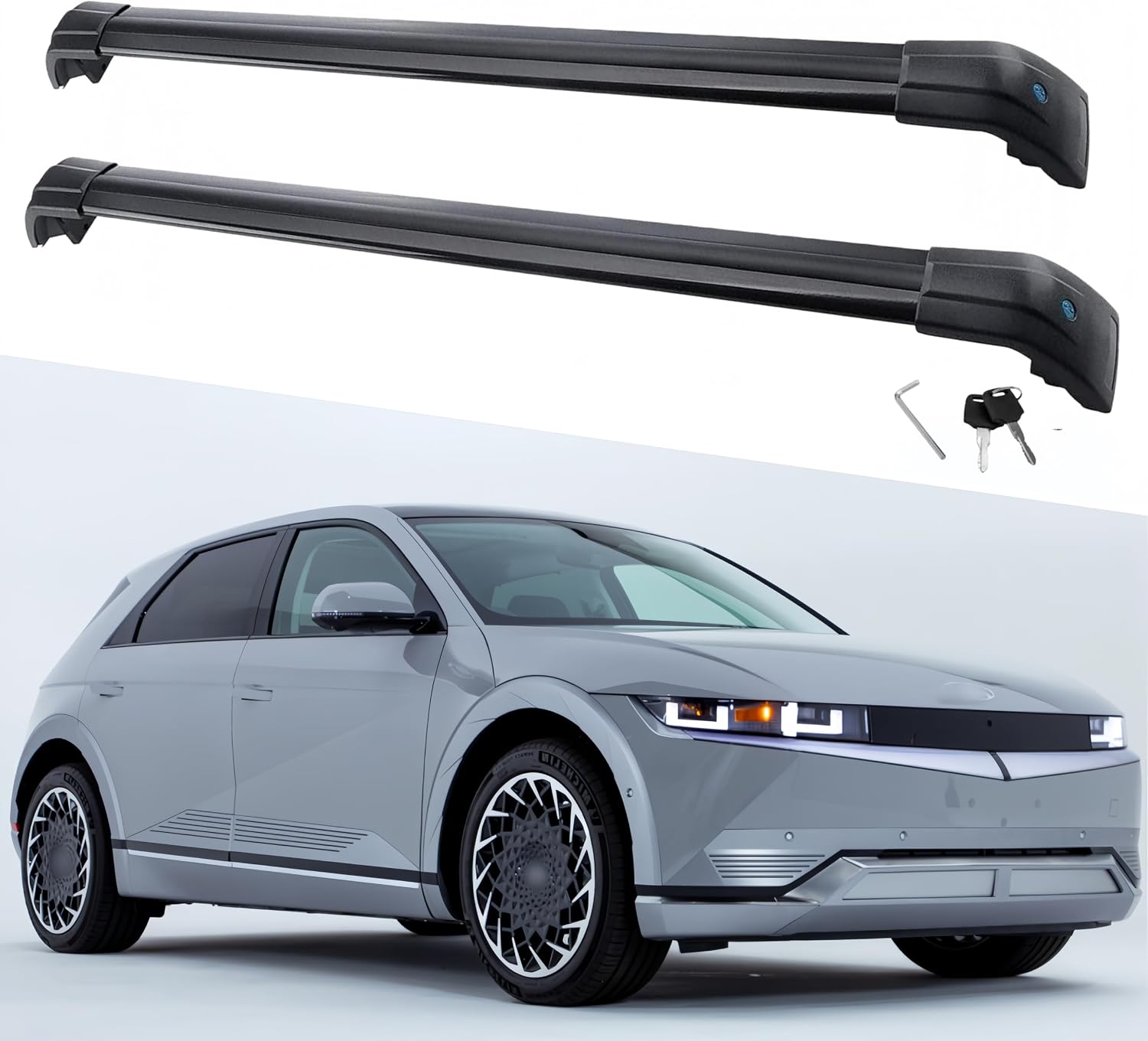 Black Crossbar Fits for Hyundai Ioniq 5 2022 2023 2024 2025 SEL XRT Limited Rooftop Cargo Bars Crossbars Luggage Carrier Cross Bar Aluminum 2PCS