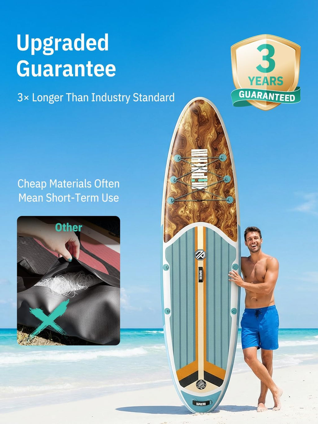 Niphean Inflatable Stand Up Paddle Board with SUP Accessories, Anti-Slip EVA Deck, 10'6'' Inflatable Paddle Boards for Adults & Youth of All Skill Levels