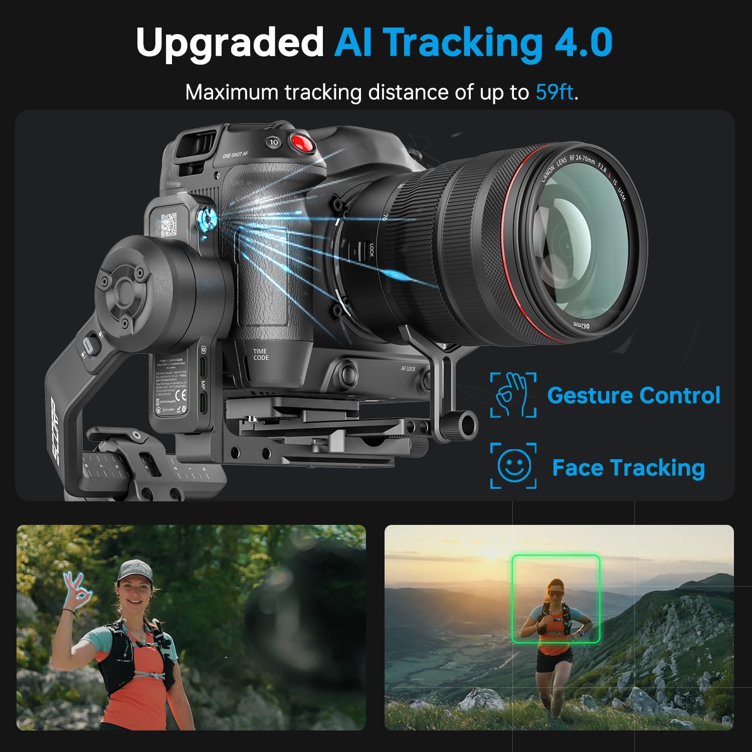 FeiyuTech SCORP-C2 Camera Gimbal Stabilizer, 3-Axis Professional Video Stabilizer with Built-in AI Tracking, 7.72lb Payload for DSLR & Mirrorless Sony A7IV Canon R5 Nikon, Native Vertical Shooting