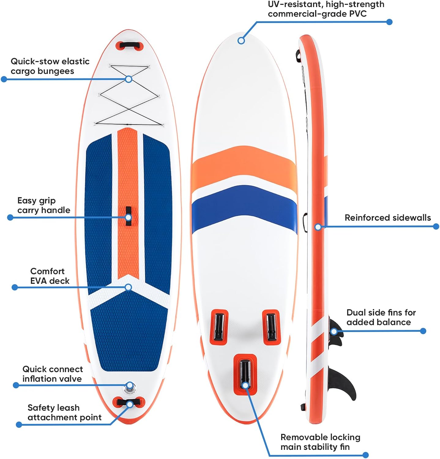 Sweetcrispy Inflatable Stand Up Paddle Board with Premium SUP Paddleboard Accessories,2-in-1 Paddle,Wide Stable Design,Non-Slip Comfort Deck for Adults & Youth of All Skill Levels