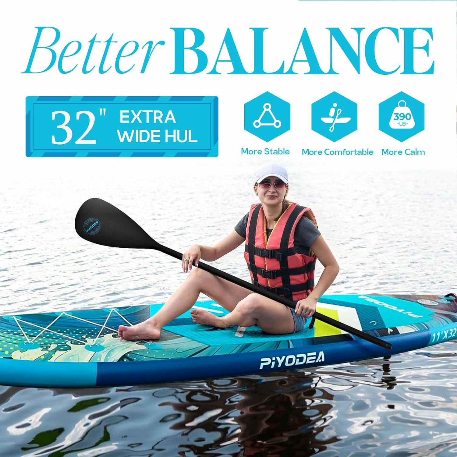 Paddle Boards for Adults, 10'6'/11'/11'6' Inflatable Paddle Board, Super Non Slip Eva, Stand Up Paddle Board with Removable Fins, Adjustable Paddle, Pump, Shoulder Strap, Leash, Standing Boat