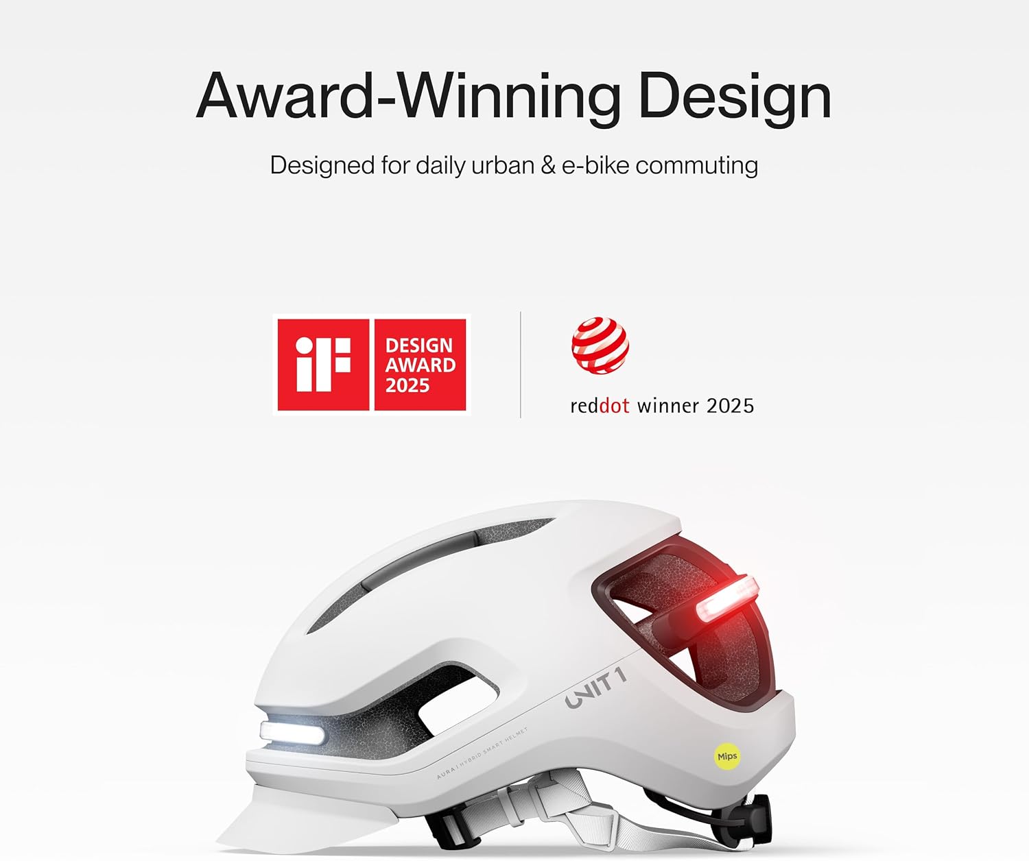 AURA Smart E-Bike Helmet with MIPS Safety, NTA-8776 Certified for 28mph, Integrated 500 Lumen LED Lights, Crash Detection, Turn Signals and Automatic Brake Light