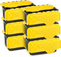 HOMZ 6-Pack Durabilt Tote, Heavy Duty Plastic Storage Bins with Lids, 15 Gallon, Black/Yellow - Stackable Organizing Containers for Home, Garage, and Office