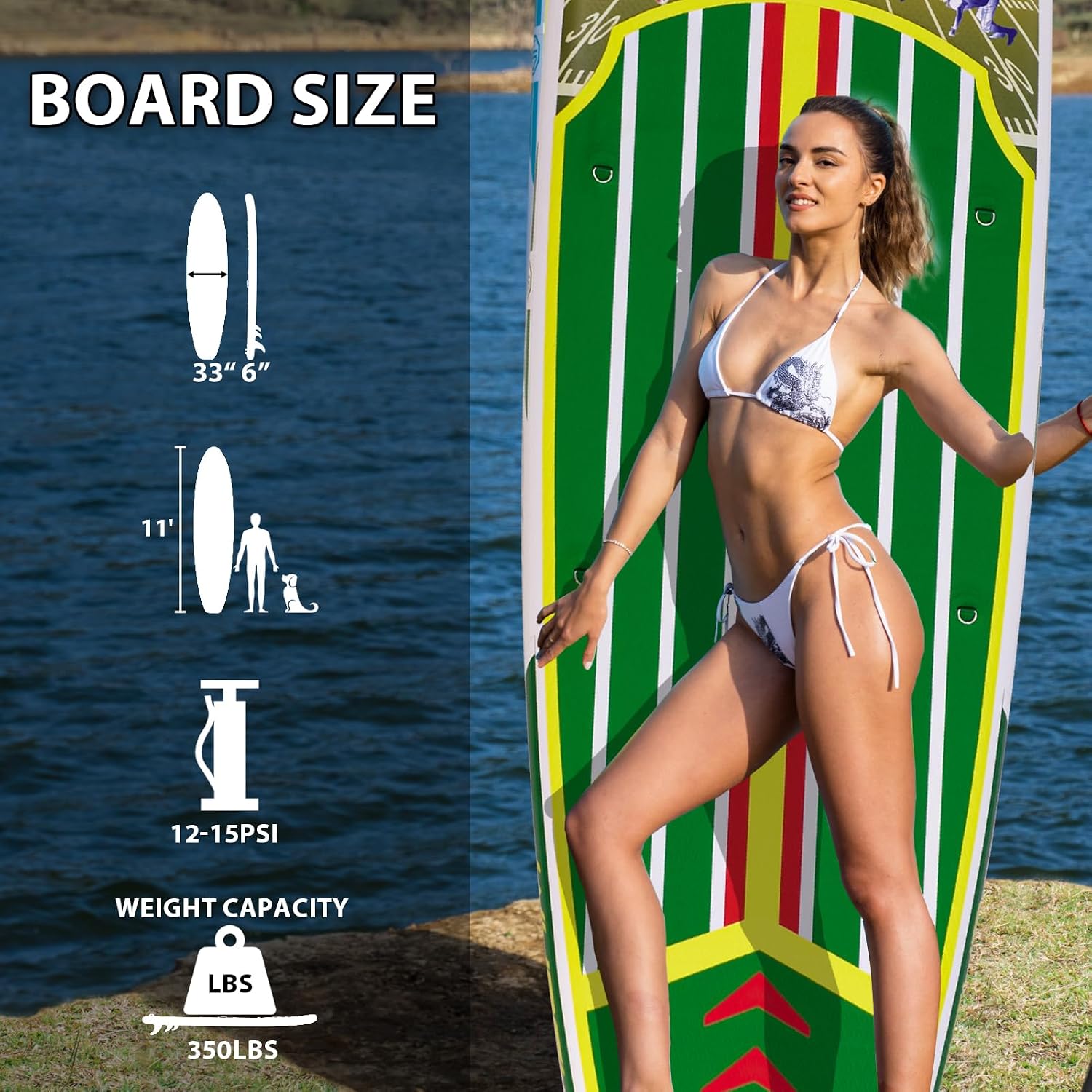 Inflatable Stand Up Paddle Board 11' × 33' × 6', Yoga Board with Durable SUP Accessories for Adults & Youth, Versatile Paddle Board