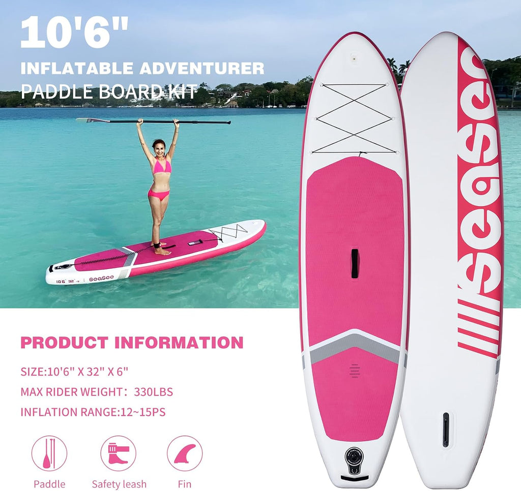 Inflatable Stand Up Paddle Board Includes Paddle, Dual Action Pump, and Accessories 11ft Lightweight iSUP, 33'*6' Wide Stable Design, Anti-Slip EVA Deck, Paddle Board for Adults