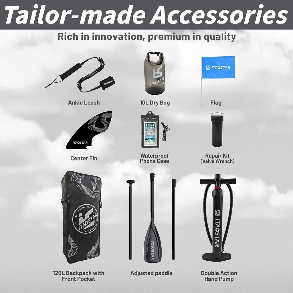 iTAOSTAR Lead 12' × 35' / 11' × 33' Stand Up Paddle Board Inflatable, Extar Wide SUP Board with 5 Fins Stable Design for Adults, Youth, All Skill Levels, Lakes, Oceans
