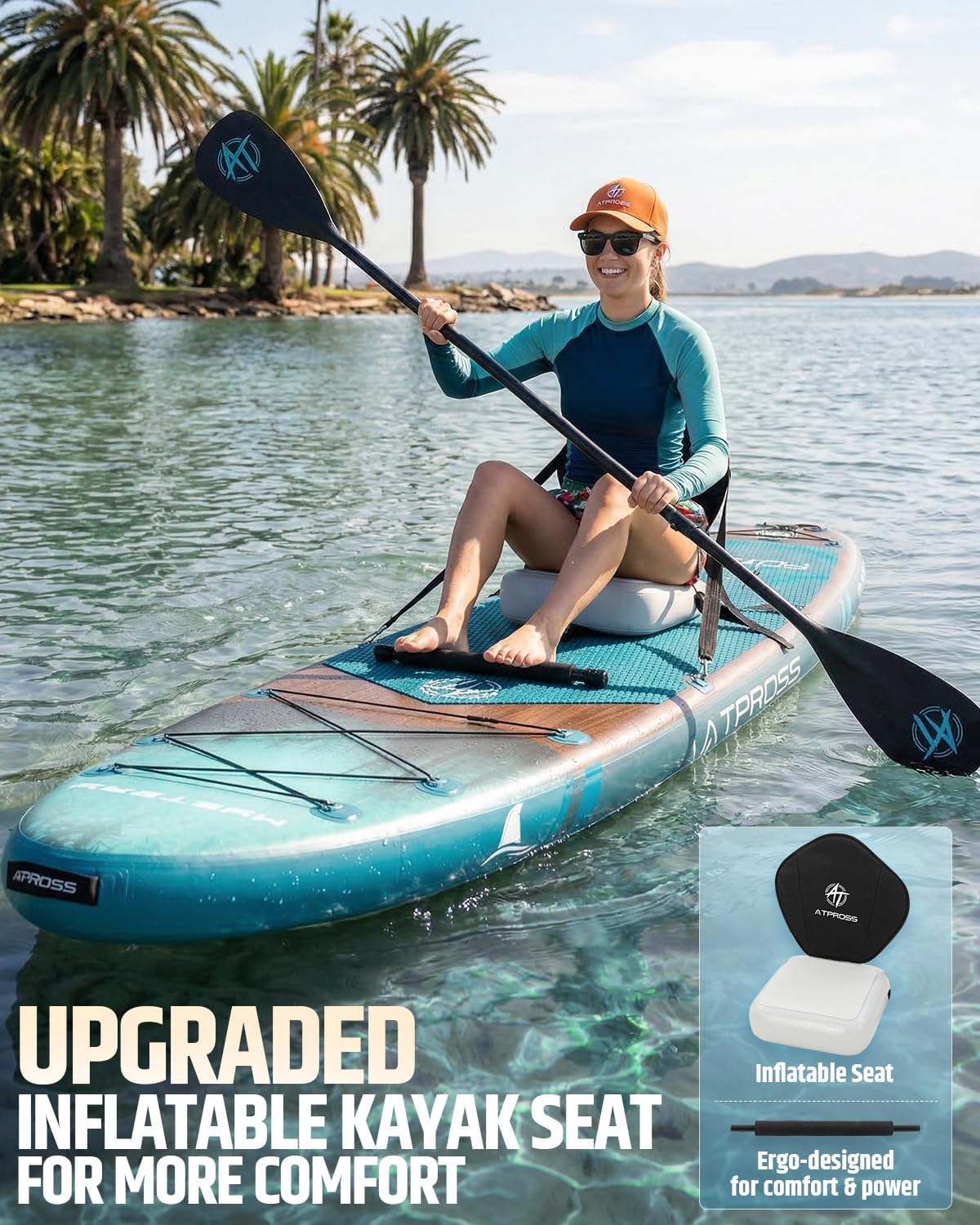 12'x36 Inflatable Paddle Board, 500lbs Extra Wide Stand Up Paddleboard for Adults with Premium SUP Accessories Kit & Backpack, Blow Up Kayak Non-Slip Stable Deck Boat for Yoga Fishing Surf