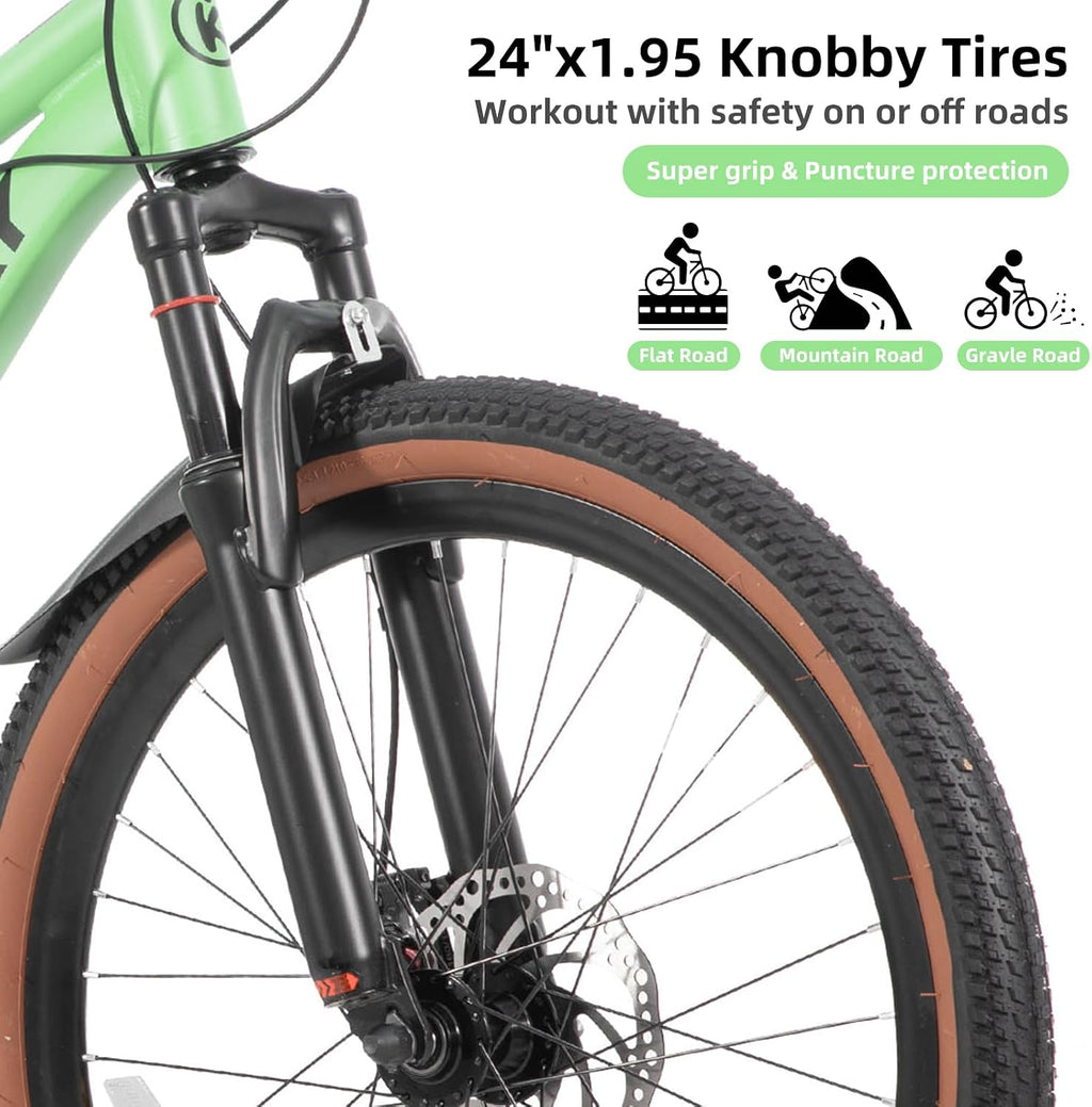 KEANO Huntaway 20 24 Inch Kids Bike for Boys & Girls Ages 7-12 Years Hardtail Mountain Bike for Kids with Aluminum Frame and 7-Speed Drivetrain Children Bicycle