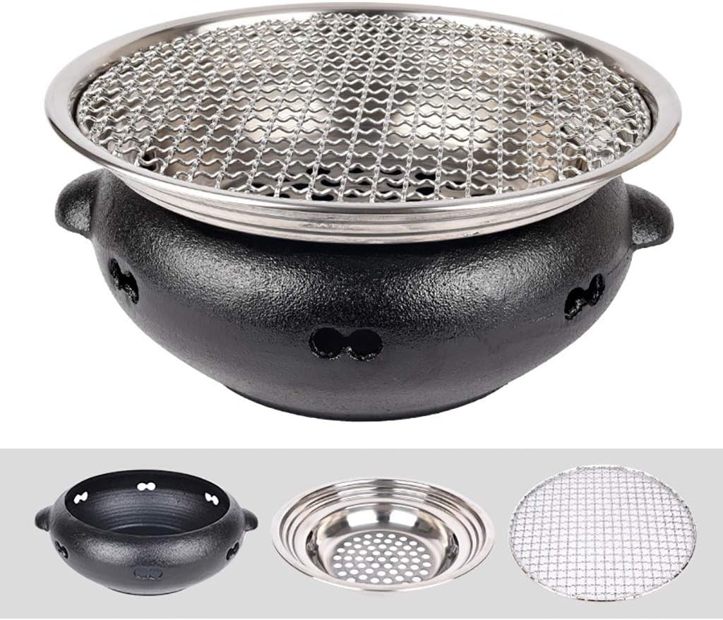BBQ Barbeque Barbecue Grill,BBQ,Korean Household Smokeless Charcoal Barbecue Grill,Cast Iron Furnace Body,Indoor Outdoor,6 Styles (Color : A)
