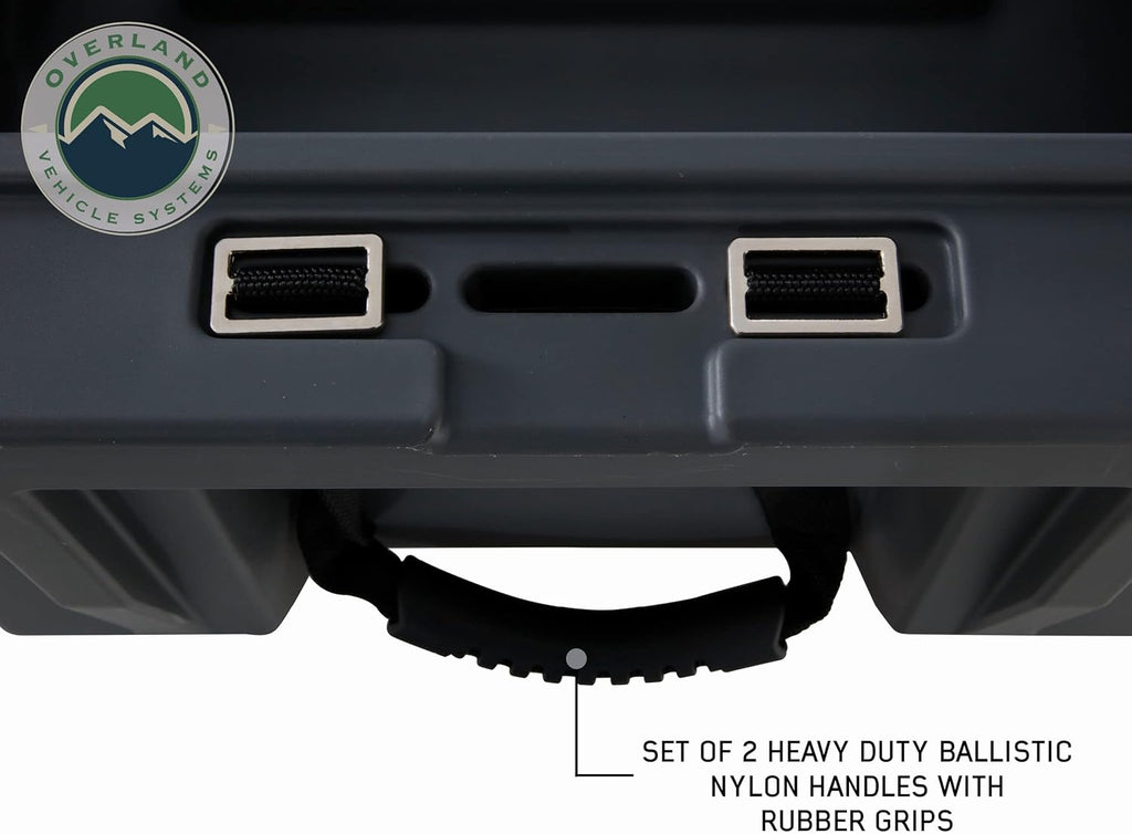 Overland Vehicle Systems 40100001 Dark Gray 53 QT Dry Box Storage with Drain, and Bottle Opener | Waterproof Seal | Heavy-Duty Latches and Nylon Handles | Keeps Gear Safe, Dry and Organized