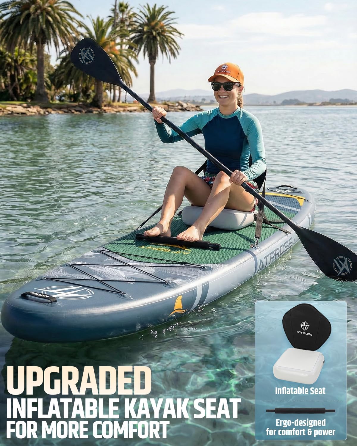 12'x36 Inflatable Paddle Board, 500lbs Extra Wide Stand Up Paddleboard for Adults with Premium SUP Accessories Kit & Backpack, Blow Up Kayak Non-Slip Stable Deck Boat for Yoga Fishing Surf