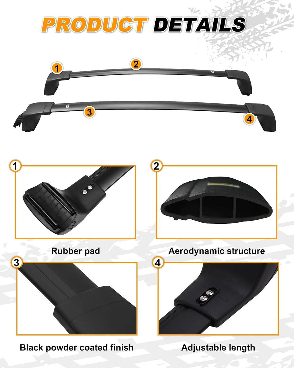 Upgraded Crossbar Fit for Hyundai Santa Fe 2019-2023 Anti-Theft Roof Rack Rail Cross Bars for Luggage Kayak Ski Bike Snowboard Skiboard Cargo Carrier 165lbs Capacity