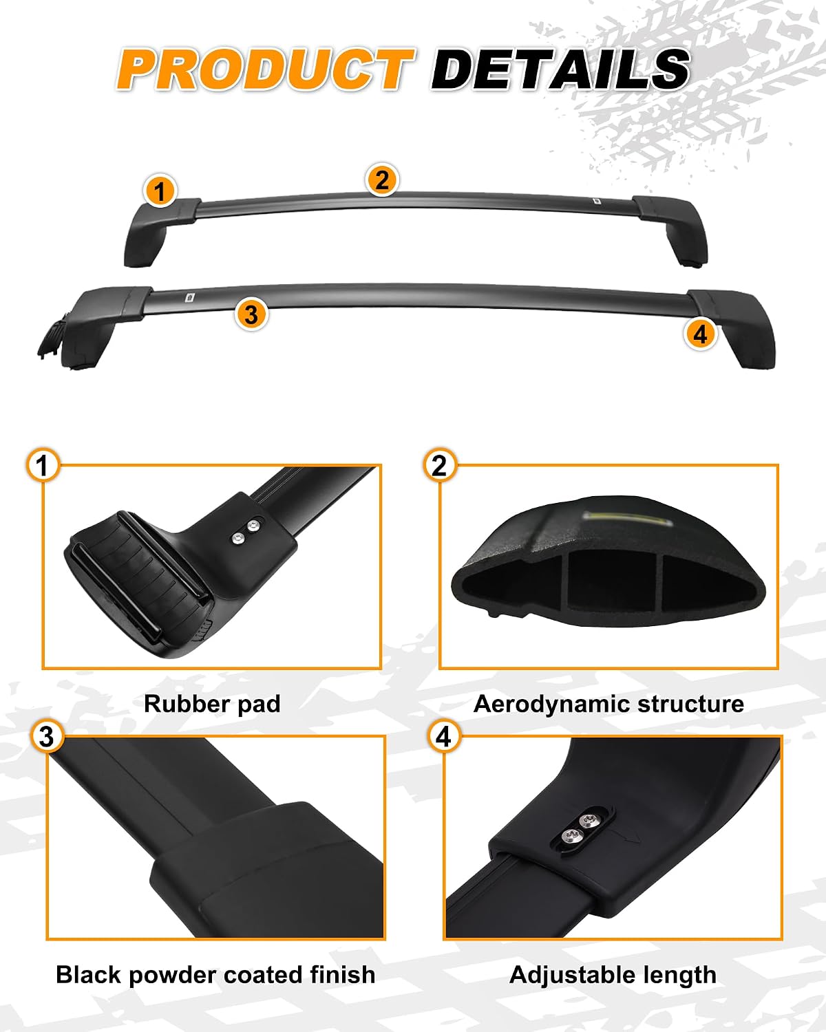 Upgraded Crossbar Fit for Hyundai Santa Fe 2019-2023 Anti-Theft Roof Rack Rail Cross Bars for Luggage Kayak Ski Bike Snowboard Skiboard Cargo Carrier 165lbs Capacity