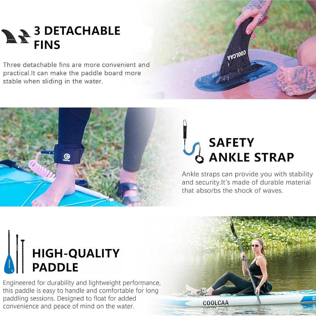 COOLCAA Dolphin Inflatable Paddle Board, Extra Wide & Stable SUP for Family and Beginners, Versatile for Water Activities, with Complete Accessories & Backpack