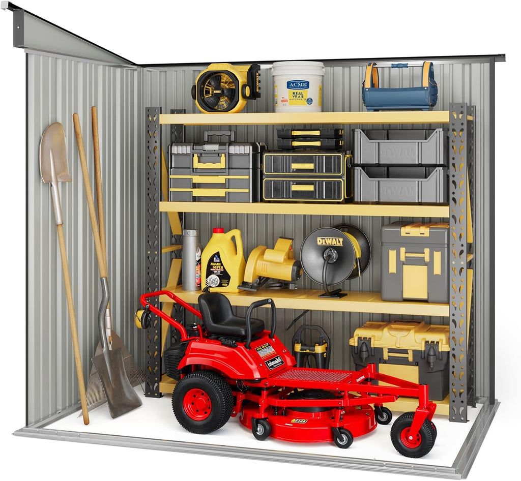 Bealife 6' x 4' Outdoor Storage Shed Clearance, Metal Outdoor Storage Cabinet with Double Lockable Doors, Waterproof Tool Shed, Backyard Shed for Garden, Patio, Lawn (Dark Gray)
