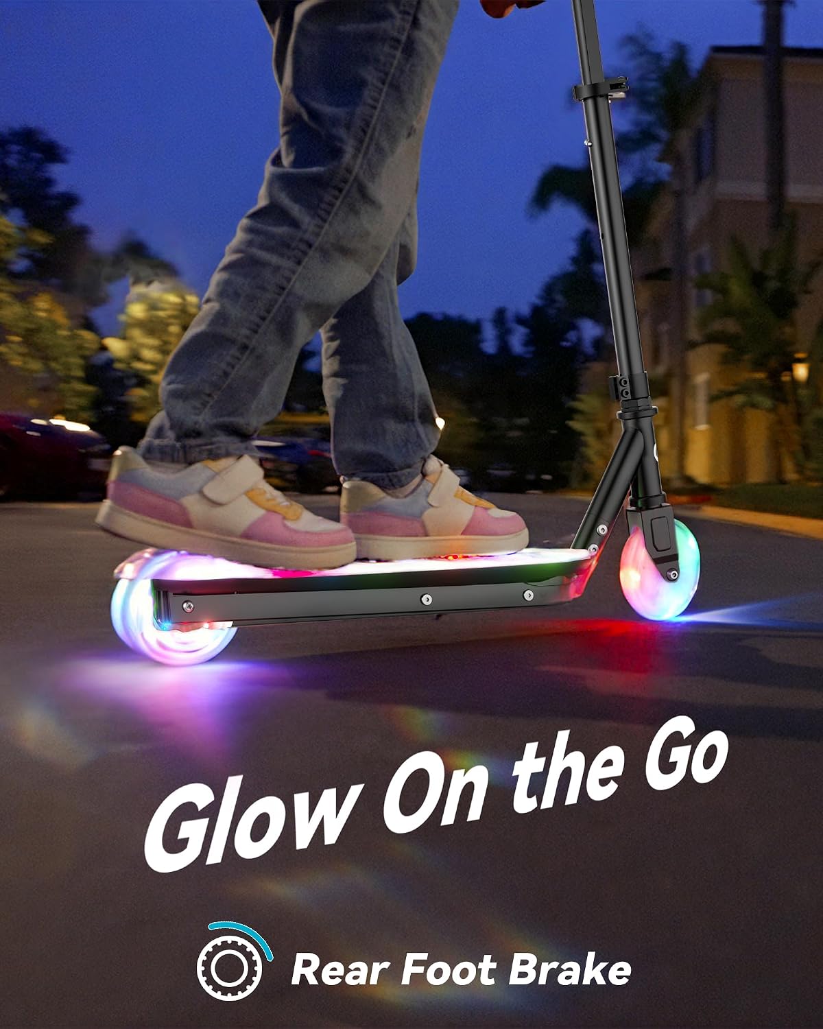 Gyroor KS2 Kids Electric Scooter – 5 MPH Safe Speed, Foot Sensor Start, LED Lights, Adjustable Handlebar, 2 Hr Fast Charge, UL2272 Certified, Ages 6–12, 121 lb Max Load