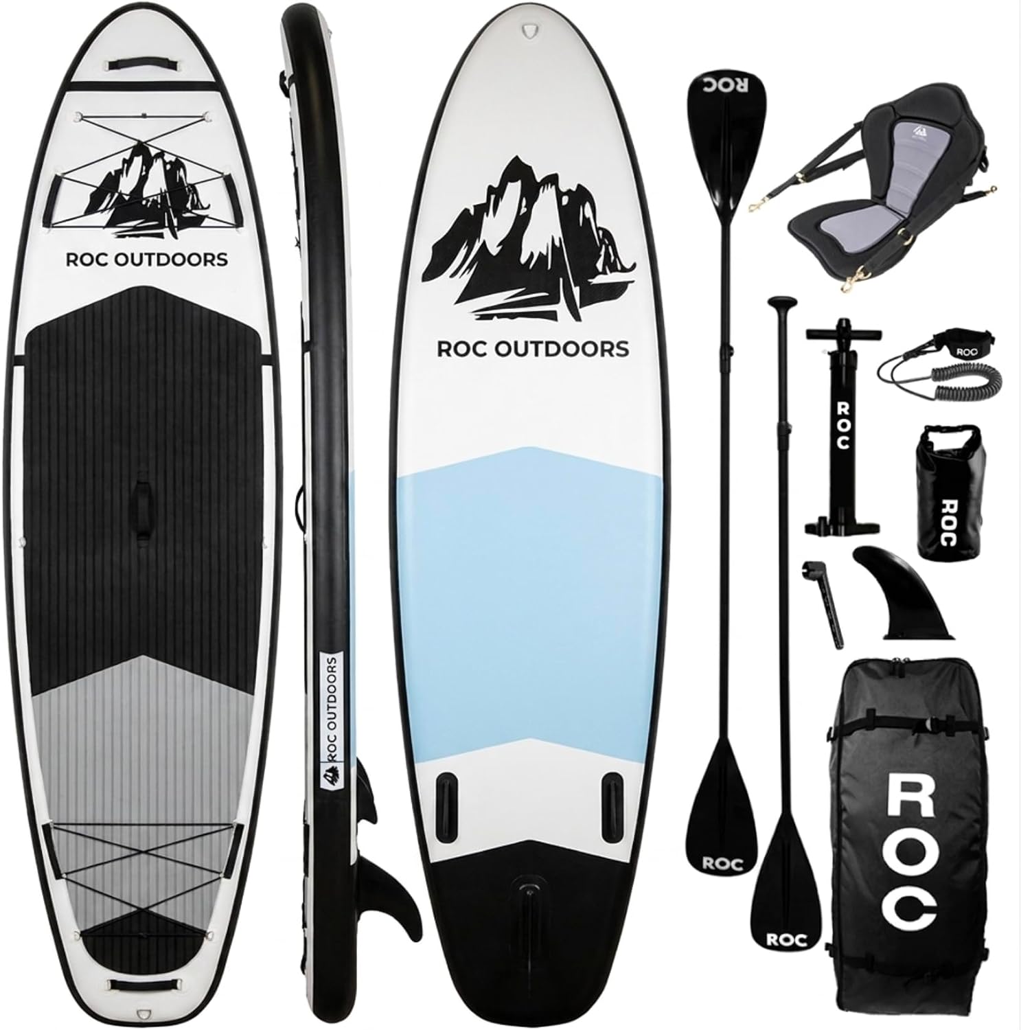 Roc Inflatable Stand Up Paddle Board 10' 6' with Premium SUP Paddle Board Accessories, Wide Stable Design, Non-Slip Comfort Deck for Youth & Adults