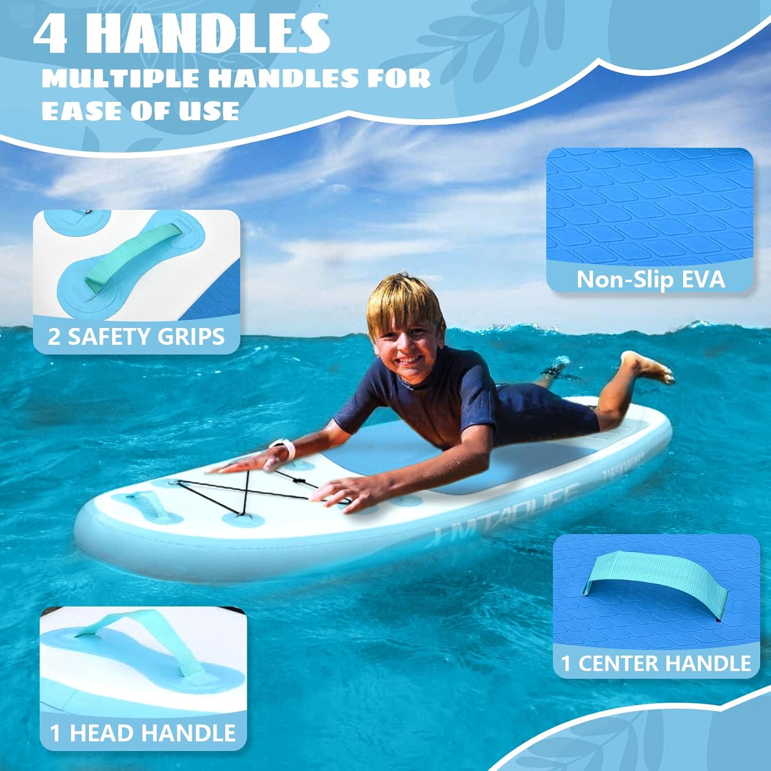 Kids Inflatable Stand Up Paddle Board, Kids Paddle Board with SUP Accessories, Anti-Slip EVA Deck, 7'6''Child SUP for Kids & Youth