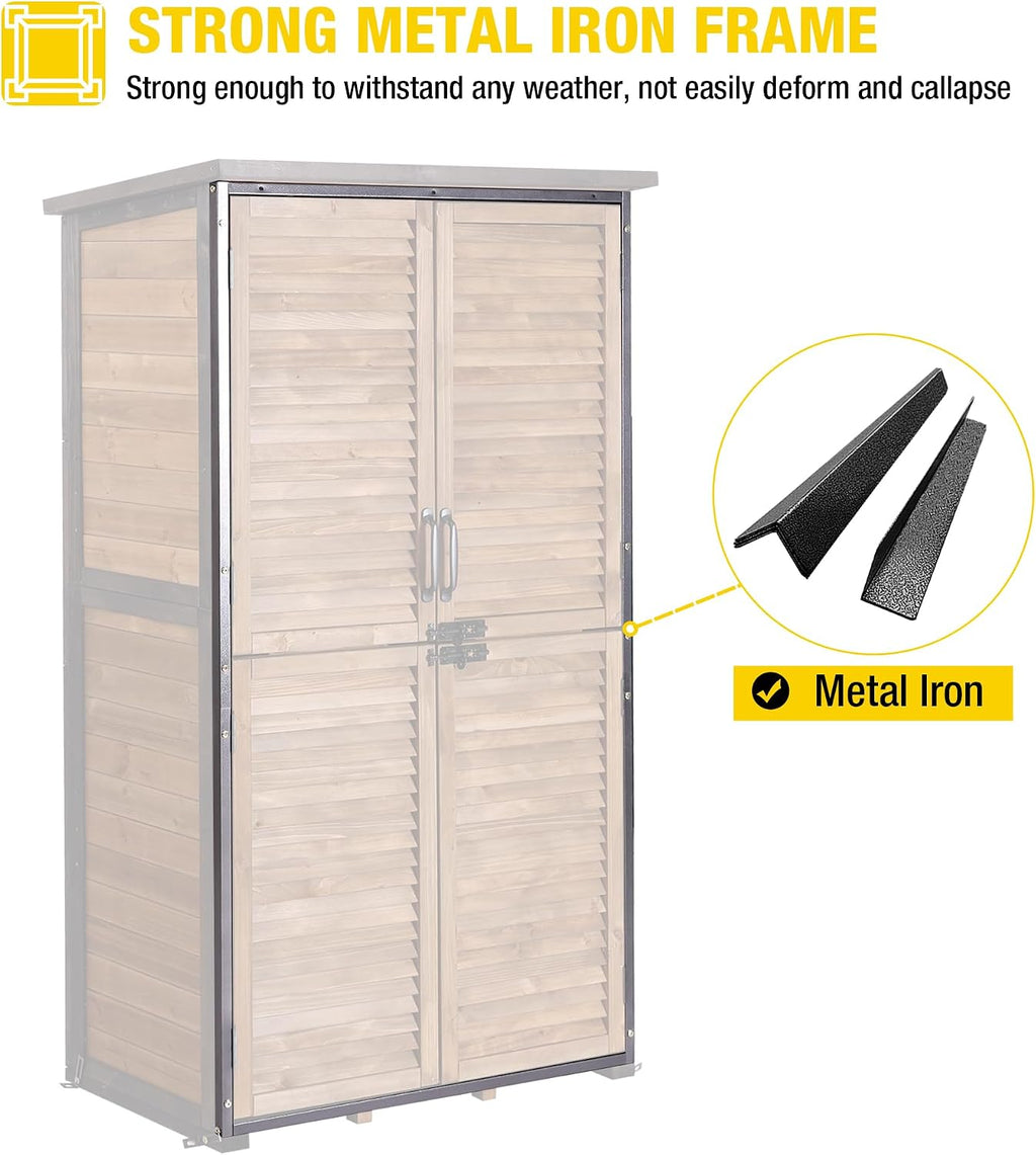 Aivituvin Outdoor Storage Shed with Floor - Strong Metal Frame, Adjustable Shelves, Ventilated Blinds - Ideal for Garden Tools Cabinets Waterproof - Best in Sheds & Outdoor Storage